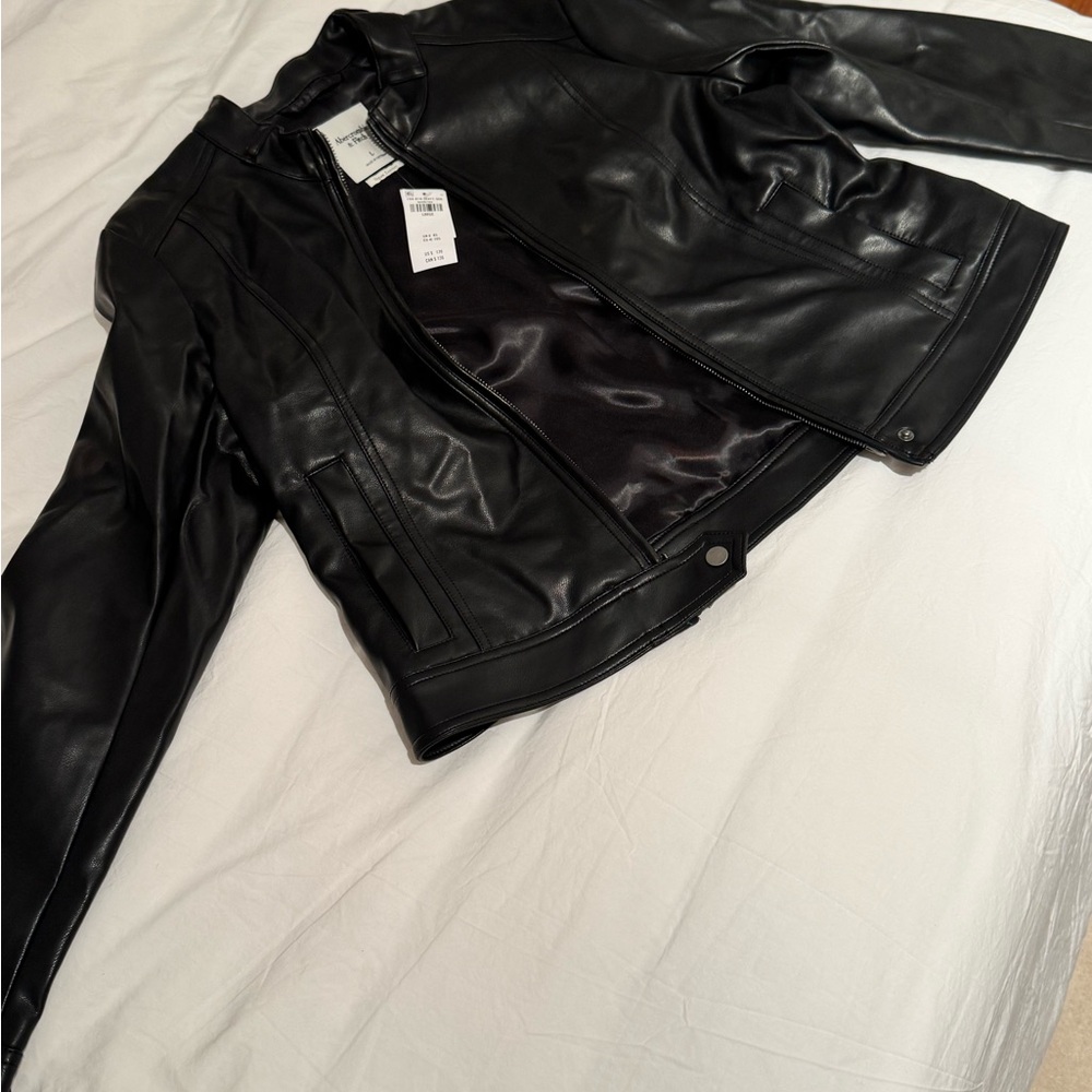 Abercrombie Slim Zip Up Leather Jacket - Picture 3 of 4